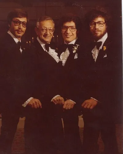 Steven, Zack, Sandy and Robert Swidler at Sandy's wedding, 1977